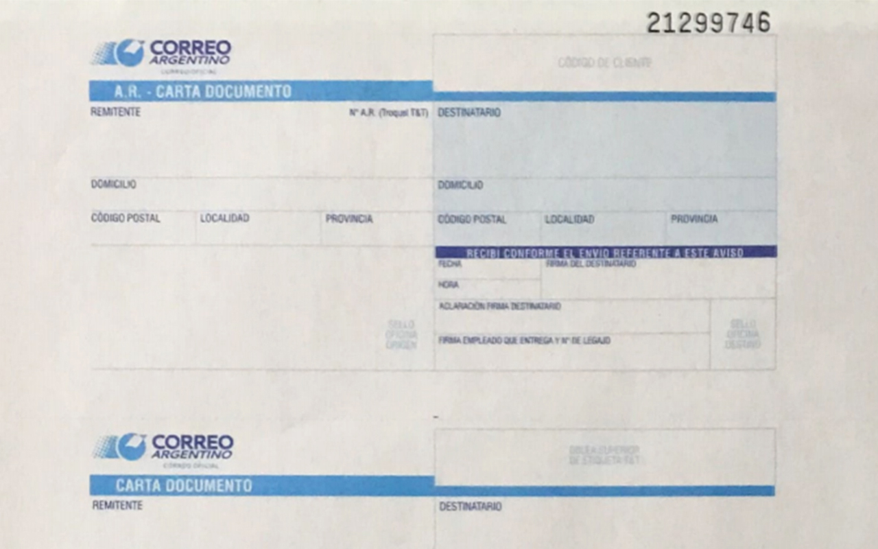 Carta Documento Correo Argentino